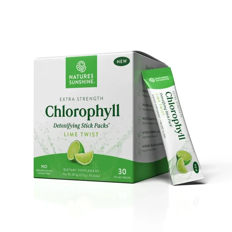 Nature's Sunshine - Chlorophyll Stick Packs for Gut Health (30 To-go Pack)