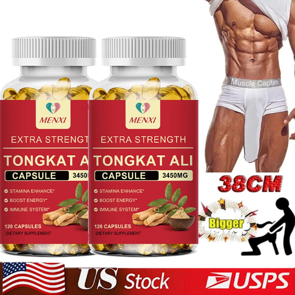 Male Enhancing Libido 240 Capsules -Tongkatali Massive Girth Enlargement Support
