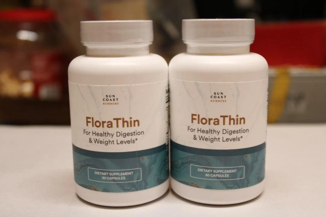 Lot of 2 Sun Coast Sciences FloraThin Anti-Bloat Digestion 30 Caps 11/26 - NEW