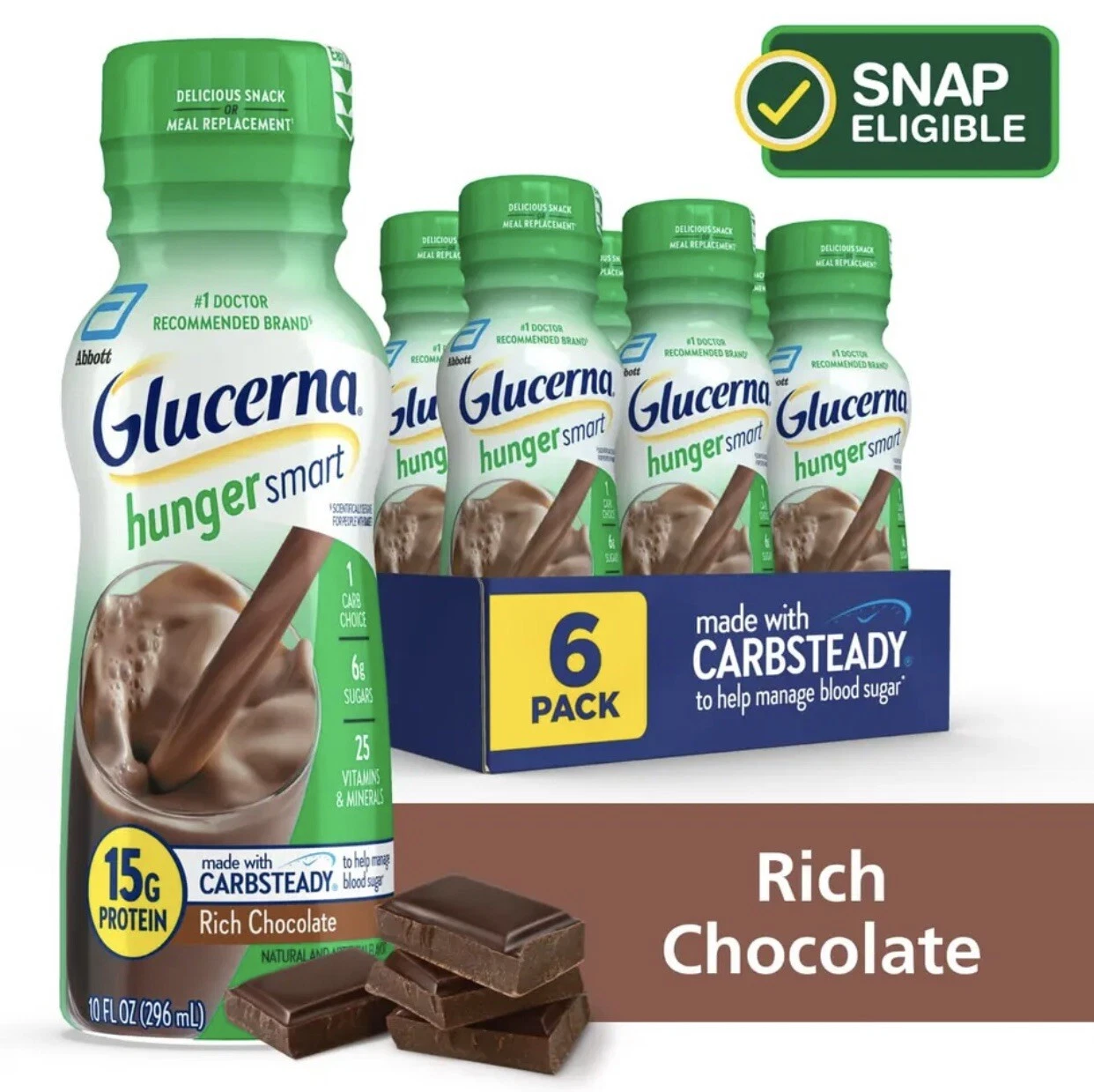 Glucerna Hunger Smart Shake, Rich Chocolate, 10-fl-oz Bottle, 6 Count