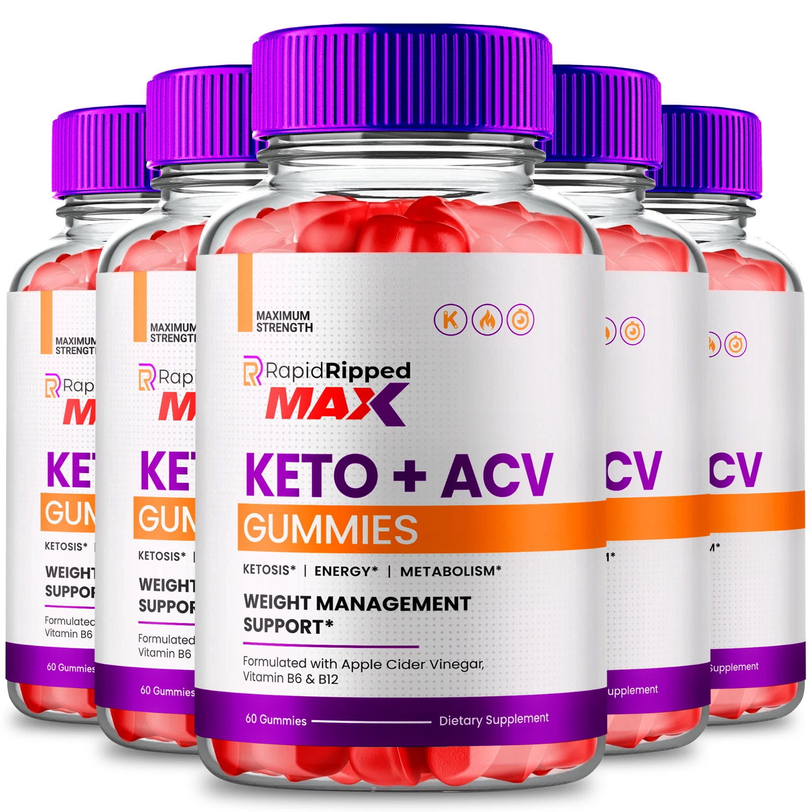 Rapid Ripped Max Keto ACV Gummies for Weight Loss & Fat Burn Gummies (5 Pack)