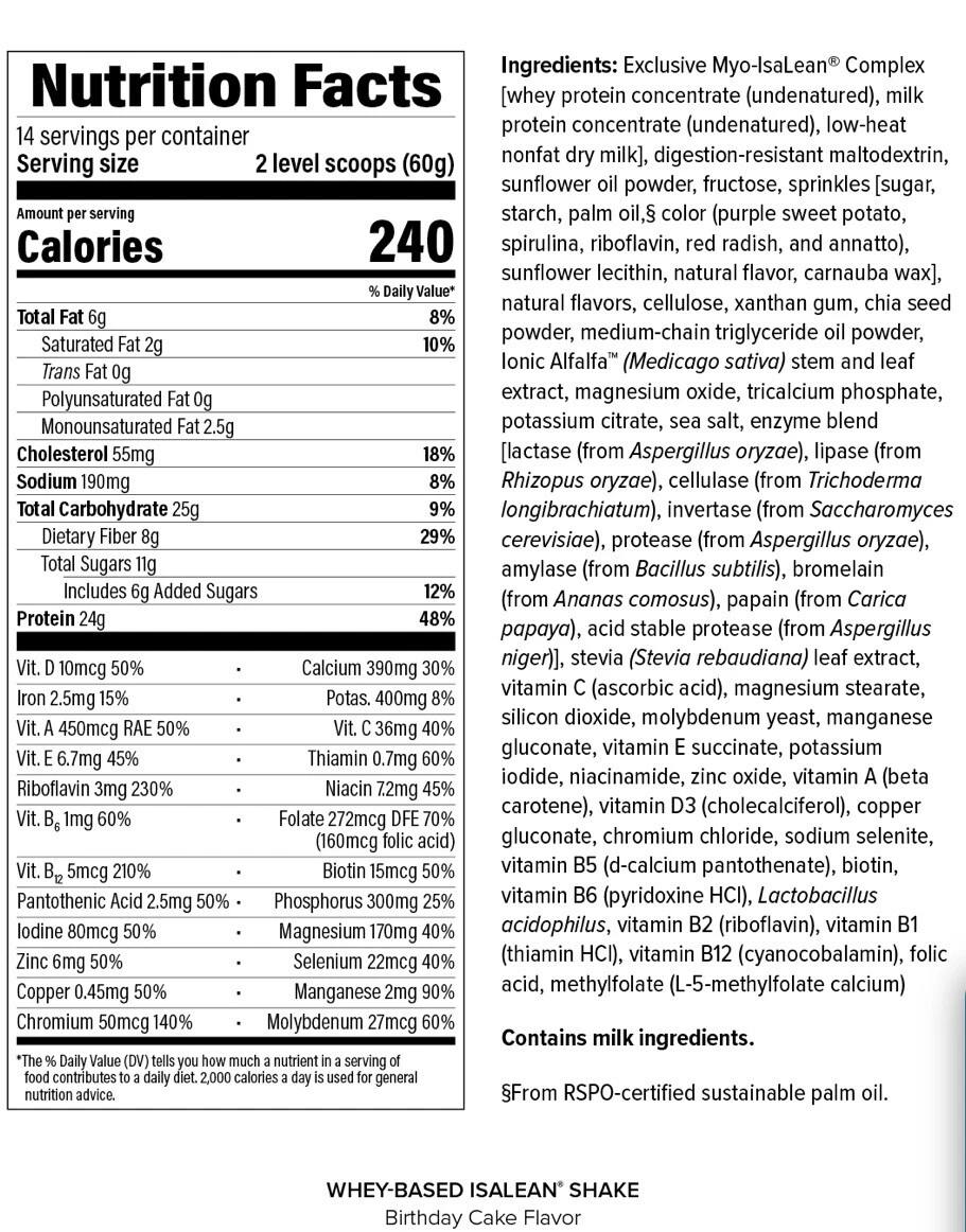 Isagenix Isalean Birthday Cake Shake 28.1 Oz Exp 09/26 Free Priority Shipping