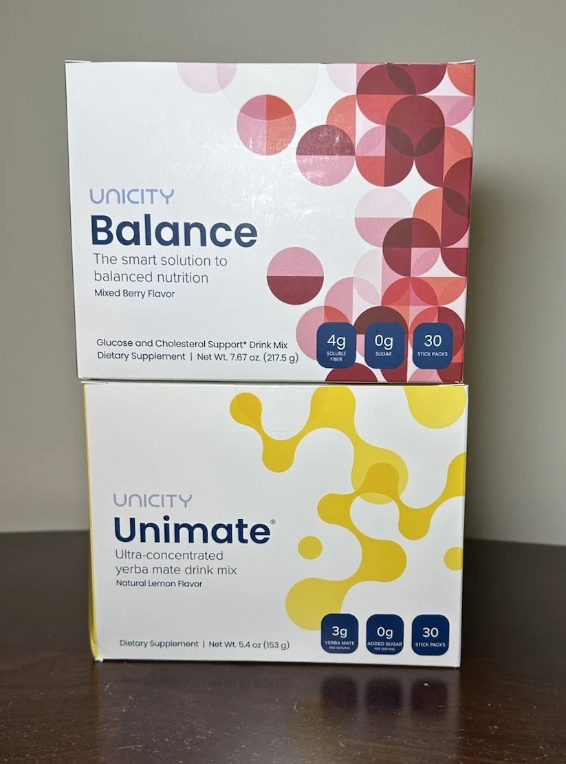 **NEW** 2 Boxes Combo - Unicity Unimate LEMON & Unicity Balance Natural BERRY