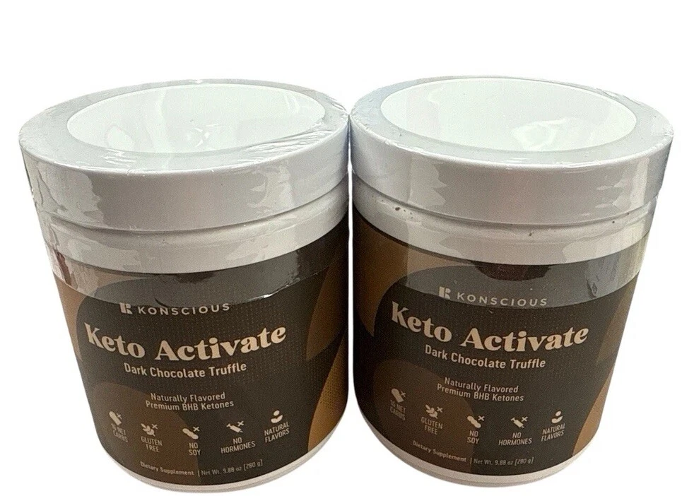 2 NEW Konscious Keto Activate Dark Chocolate Truffle Supplement 09/2026