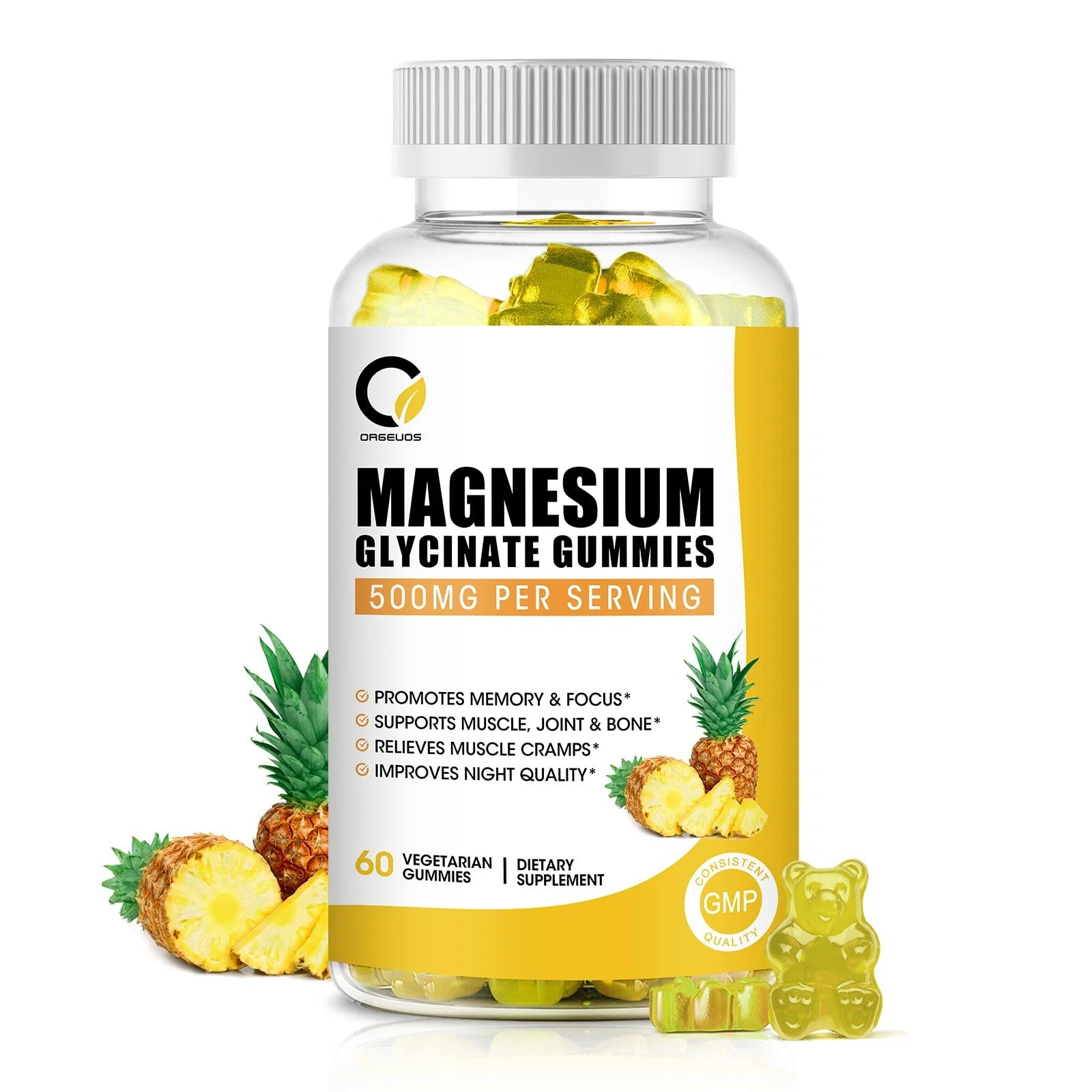 1 Pack Magnesium Glycinate Gummies 500MG High-Absorption Magnesium Supplement...