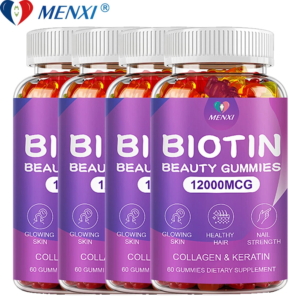 Vitamatic Biotin Gummies 12000mcg for Stronger Hair Skin Nails 1-4 Vegan Gummies