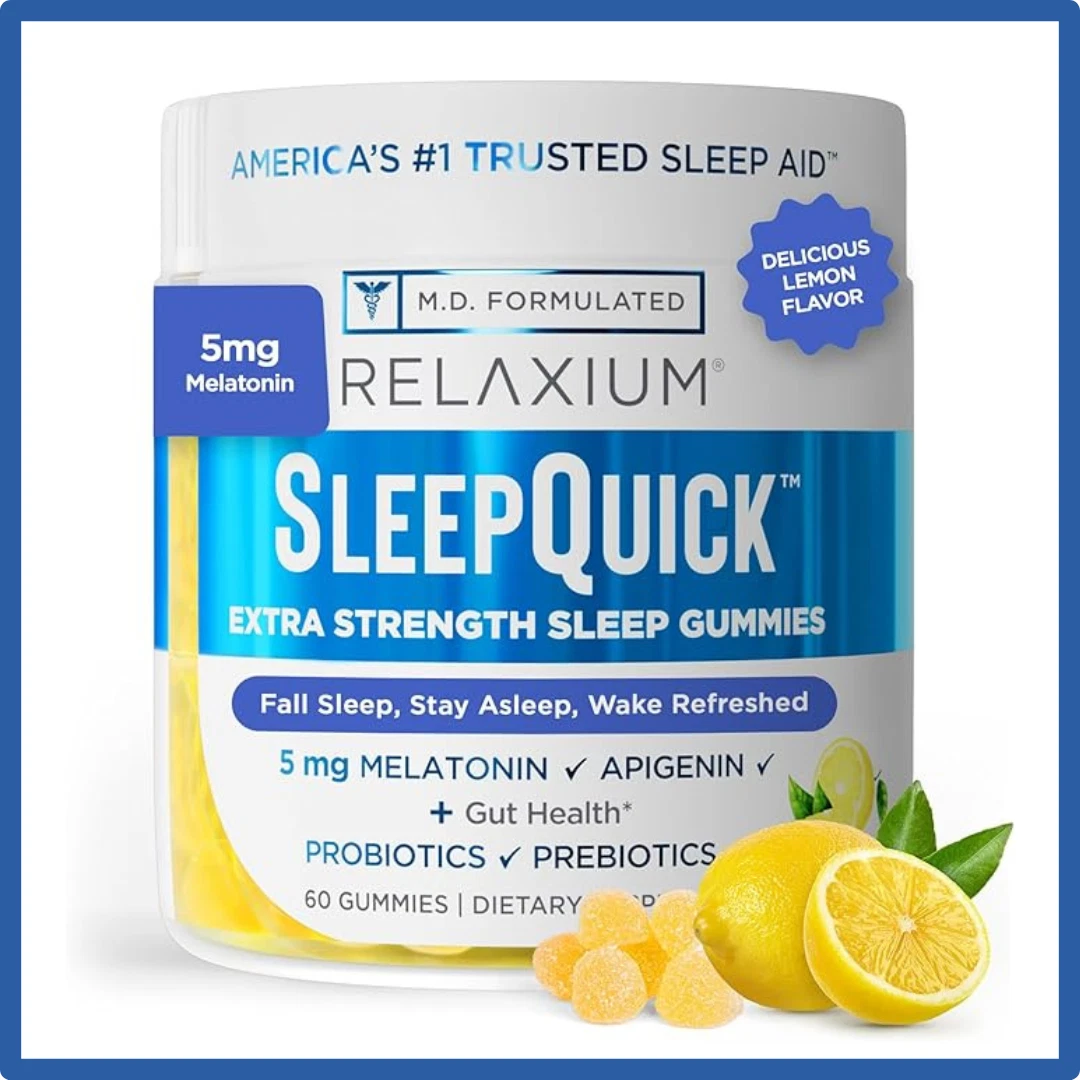 RELAXIUM Sleep Quick Gummies - Sleep Aid Support - Yummy Lemon - 60 Gummies
