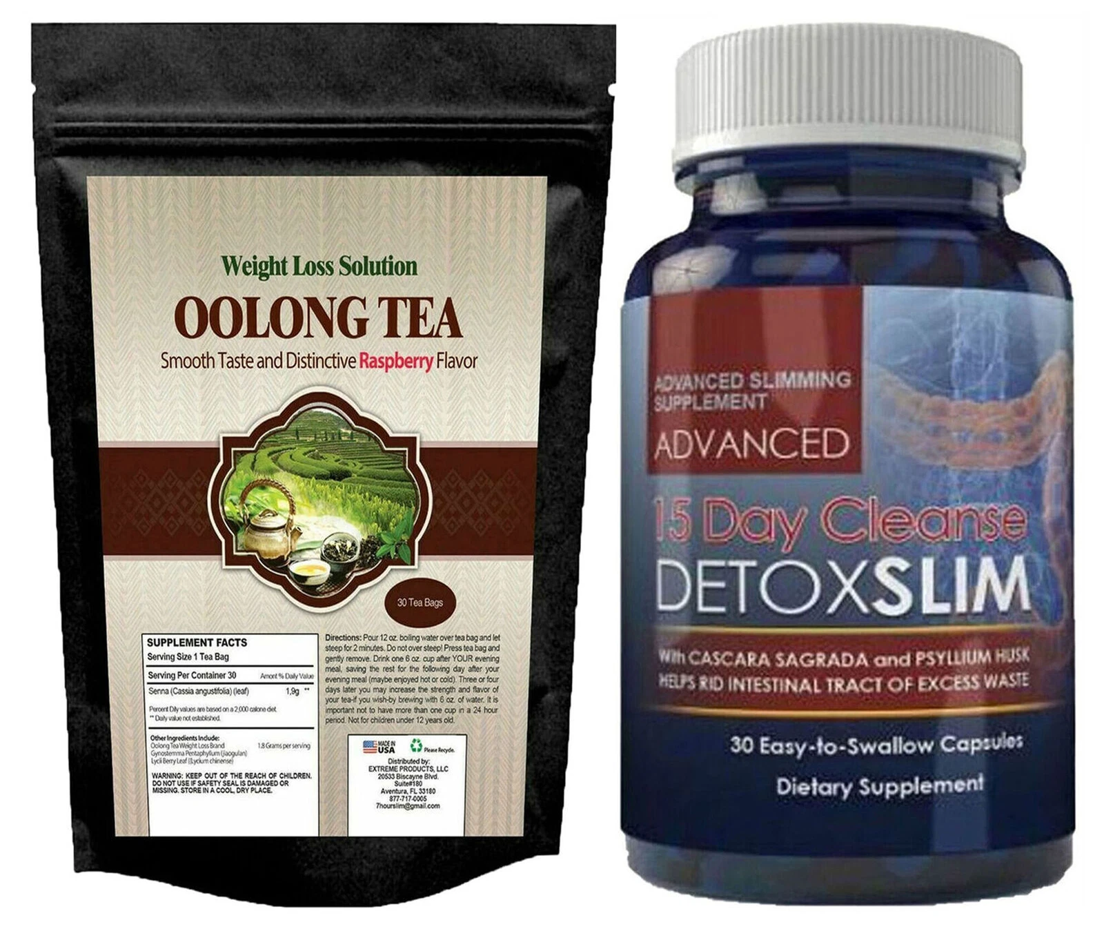 Herbal Oolong Tea Bags Detox Cleanse Fat Burner Weight Loss Capsules Combo Pack
