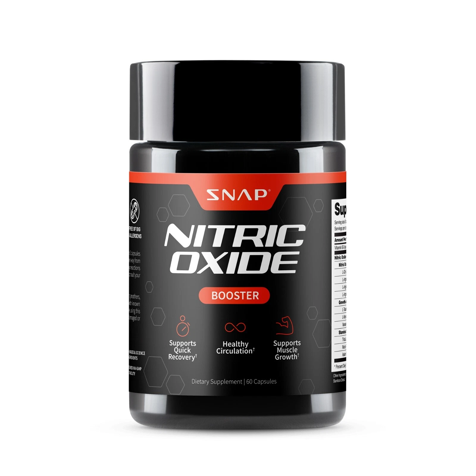 Nitric Oxide Natural Booster Supplement - L-Arginine, L-Citrulline 1500mg - 60ct