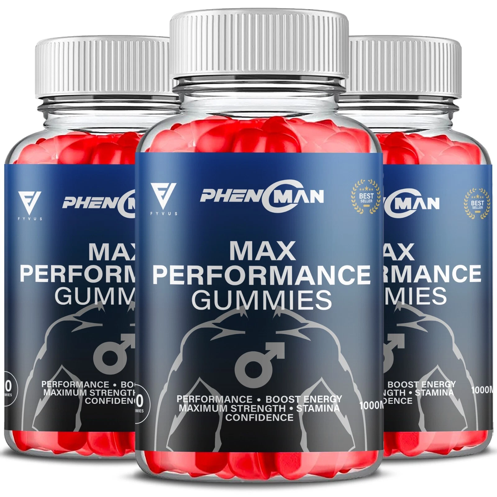 [146084250586] (Paquete de 3) Phenoman Gummies, suplemento de apoyo Phenoman Daily Drive (180 gomitas)