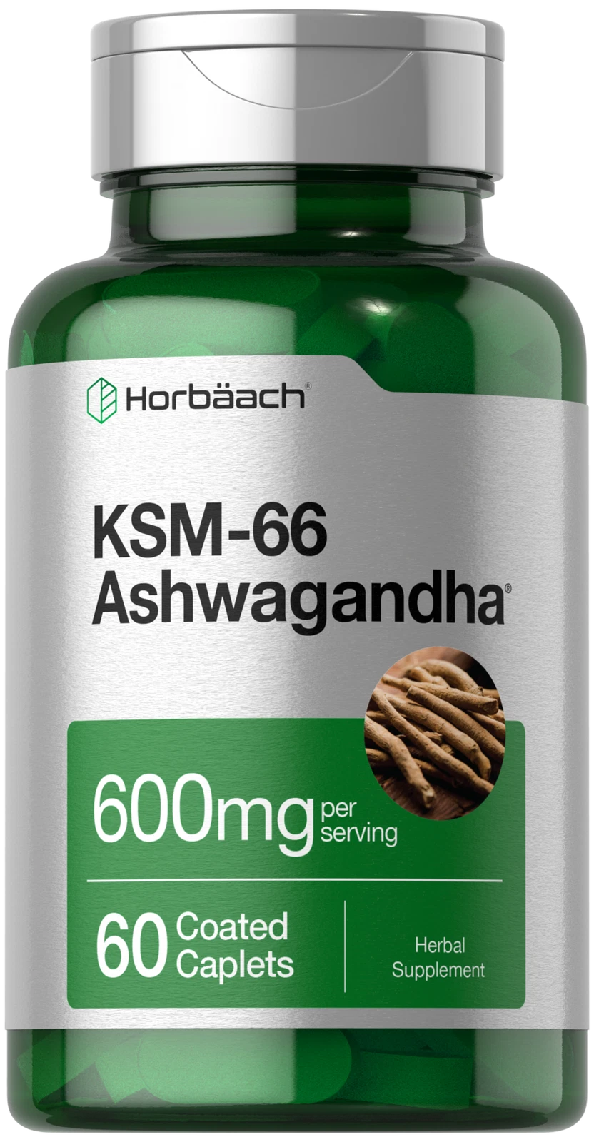 KSM-66 Ashwagandha 600mg | 60 Caplets | With L-Theanine | Vegan | by Horbaach