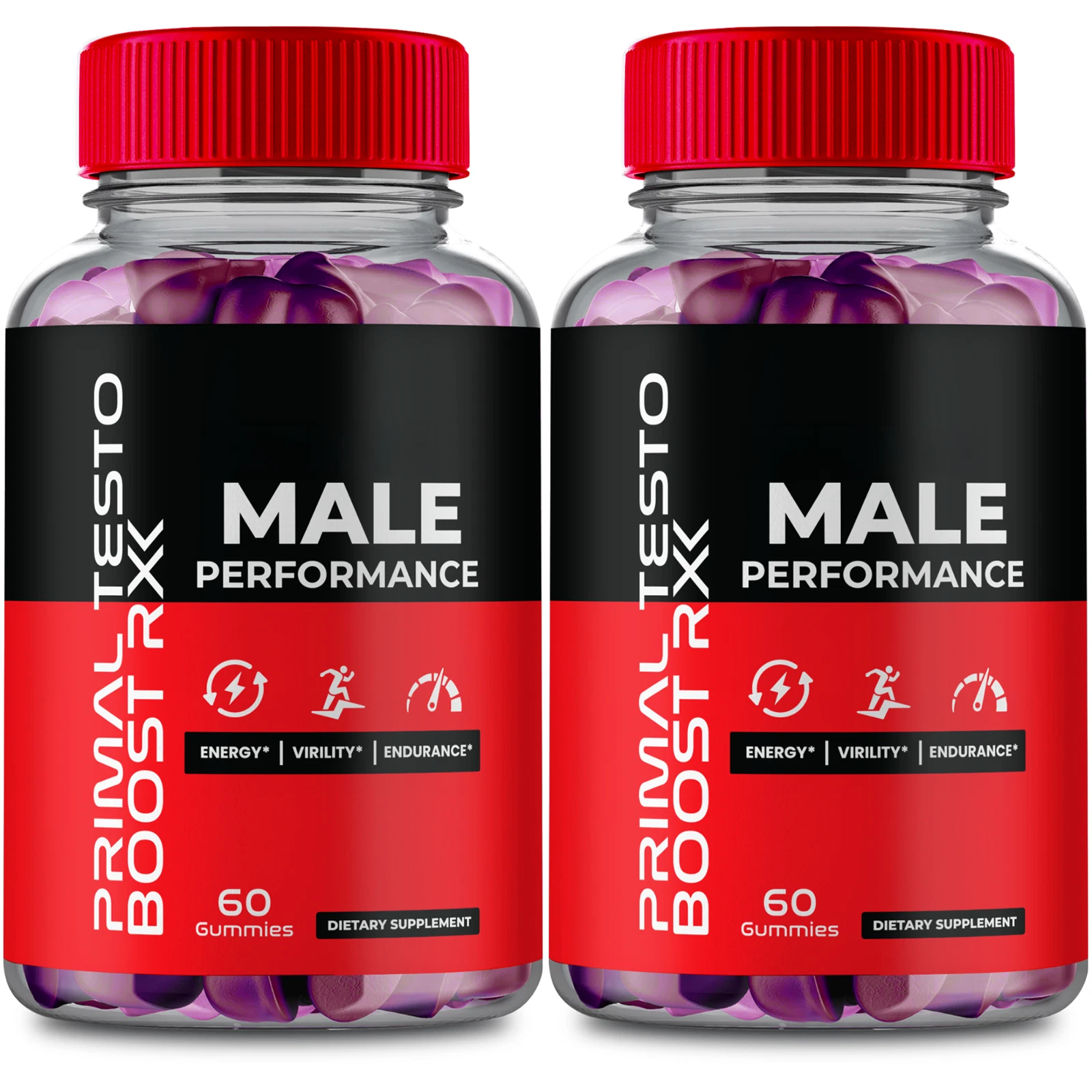 (2 Pack) Primal Testo Boost RX Male Gummies, Energy & Vitality Gummy