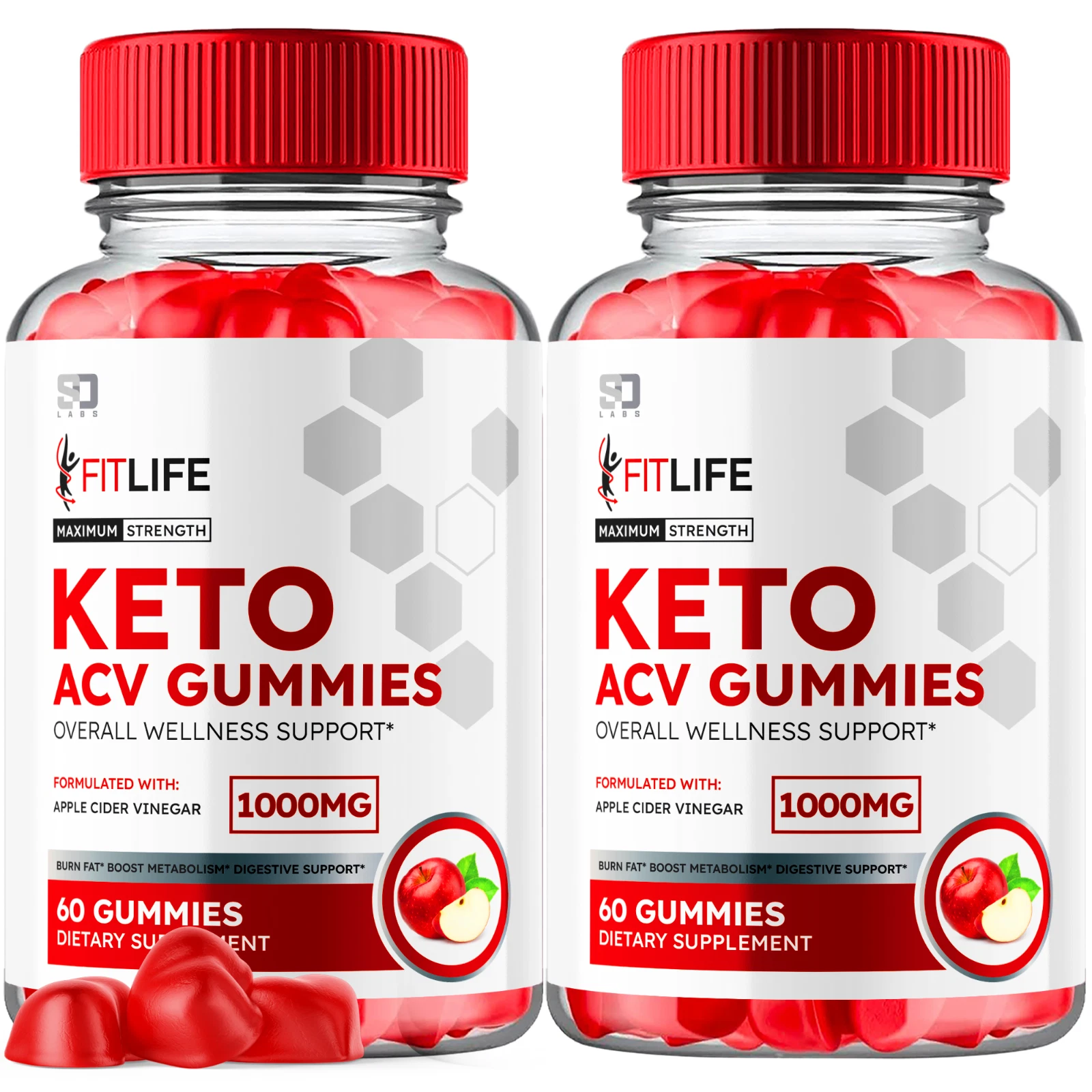 (2 Pack) Fitlife Keto Gummies, Fit Life ACV Gummies Weight Loss (120 Gummies)