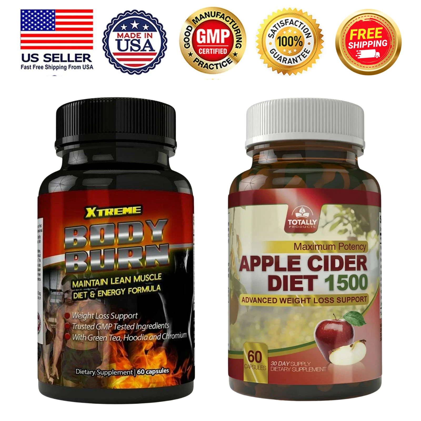 Xtreme Body Fat Burner Diet Pills Apple Cider Vinegar Weight Loss Supplements
