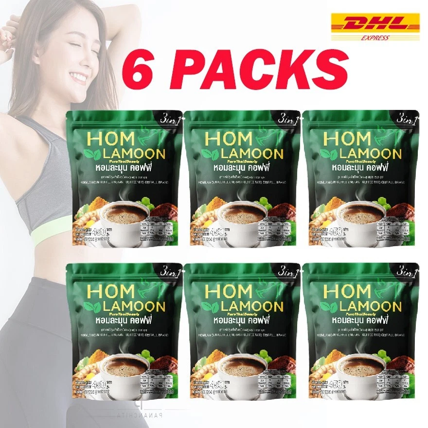6X Hom Lamoon Coffee Arabica Herbs Weight Control Fat Burns Healthy Shape 450G