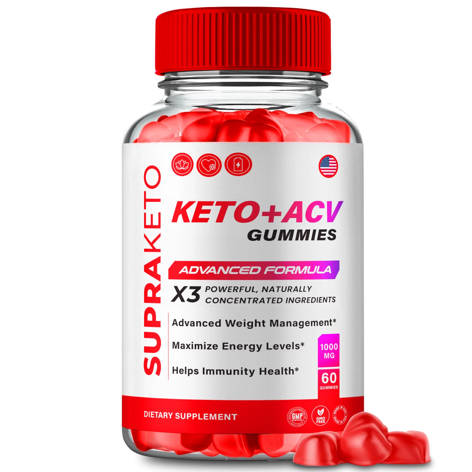 SupraKeto Keto ACV Weight Loss Gummies, Supra Keto for Energy 60ct