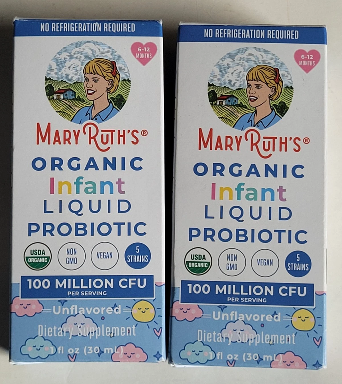 [286553308080] 2x Mary Ruth's Organic Infant Liquid Probiotic, Unflavored 1 oz Exp 03/2026 NWB
