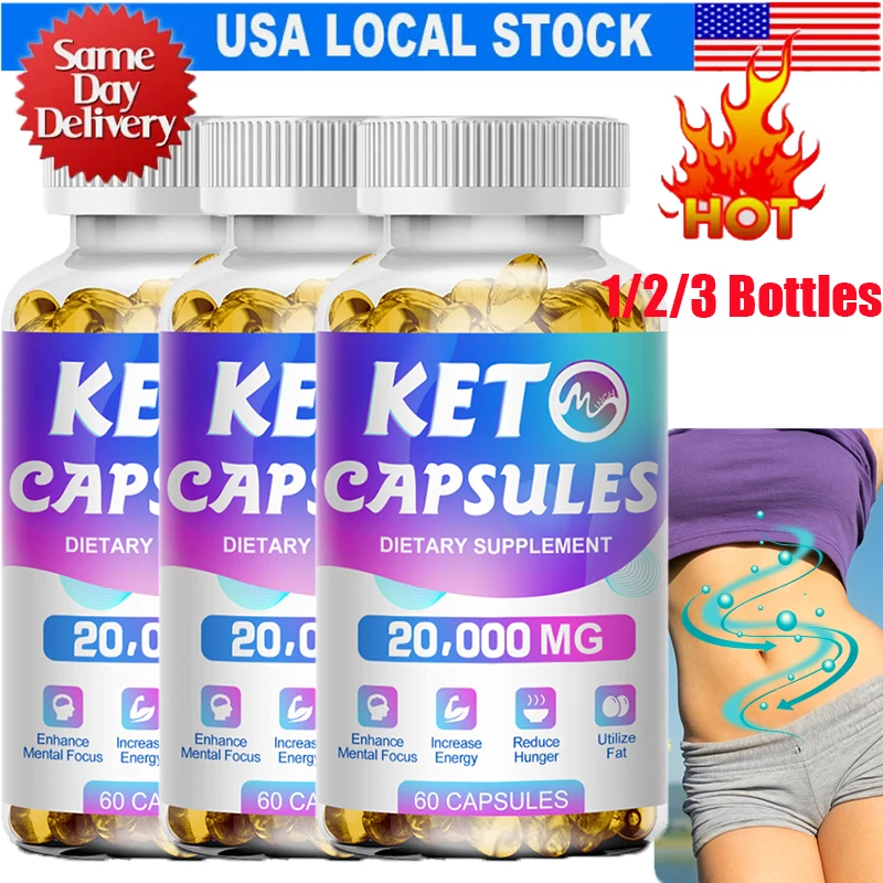 1-3Bottles KETO BHB 2000mg PURE Ketone FAT BURNER Weight Loss Diet Pills Ketosis