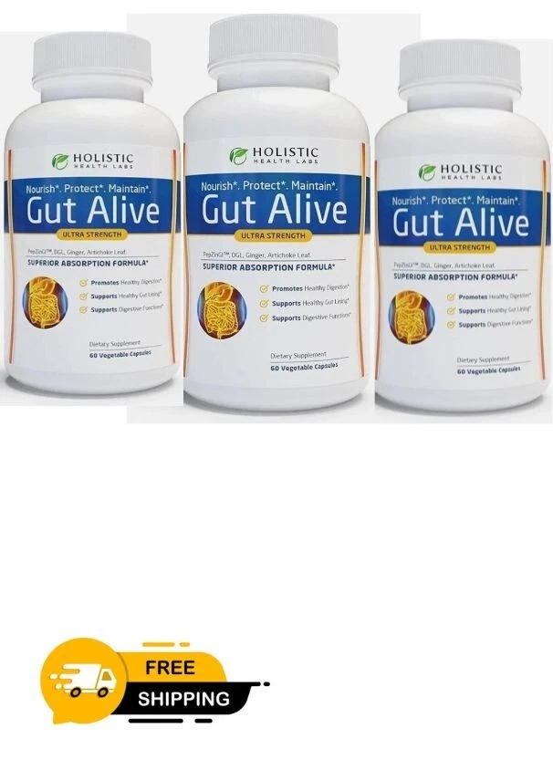 Gut Alive Ultra Strength 3-Pack (180 Caps)Holistic Health Labs Digestive Support