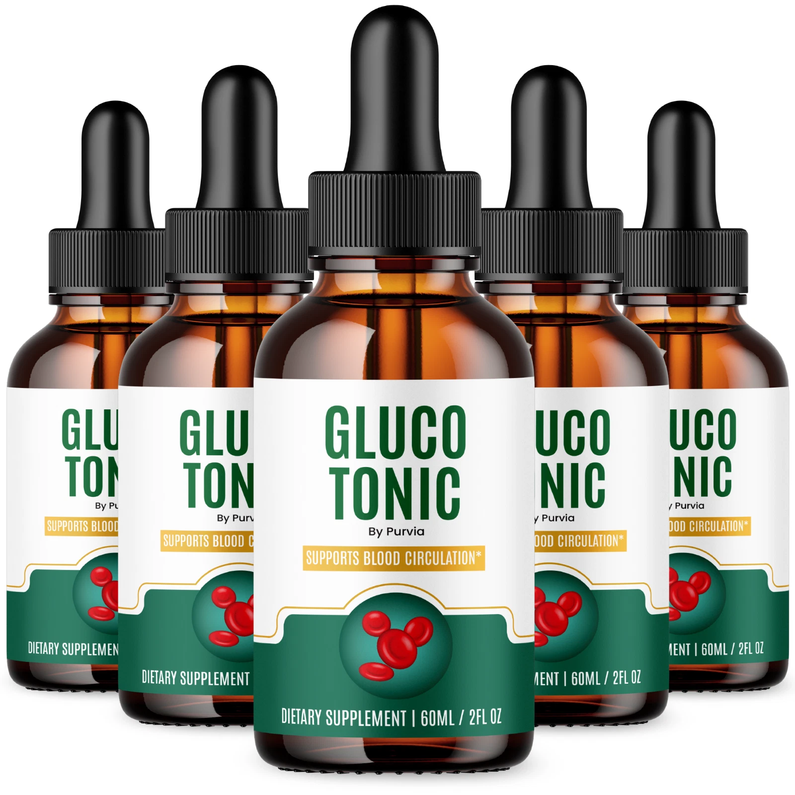 (5 Pack) Gluco Tonic Drops Extra Strength Formula Supplement Maximum Strength