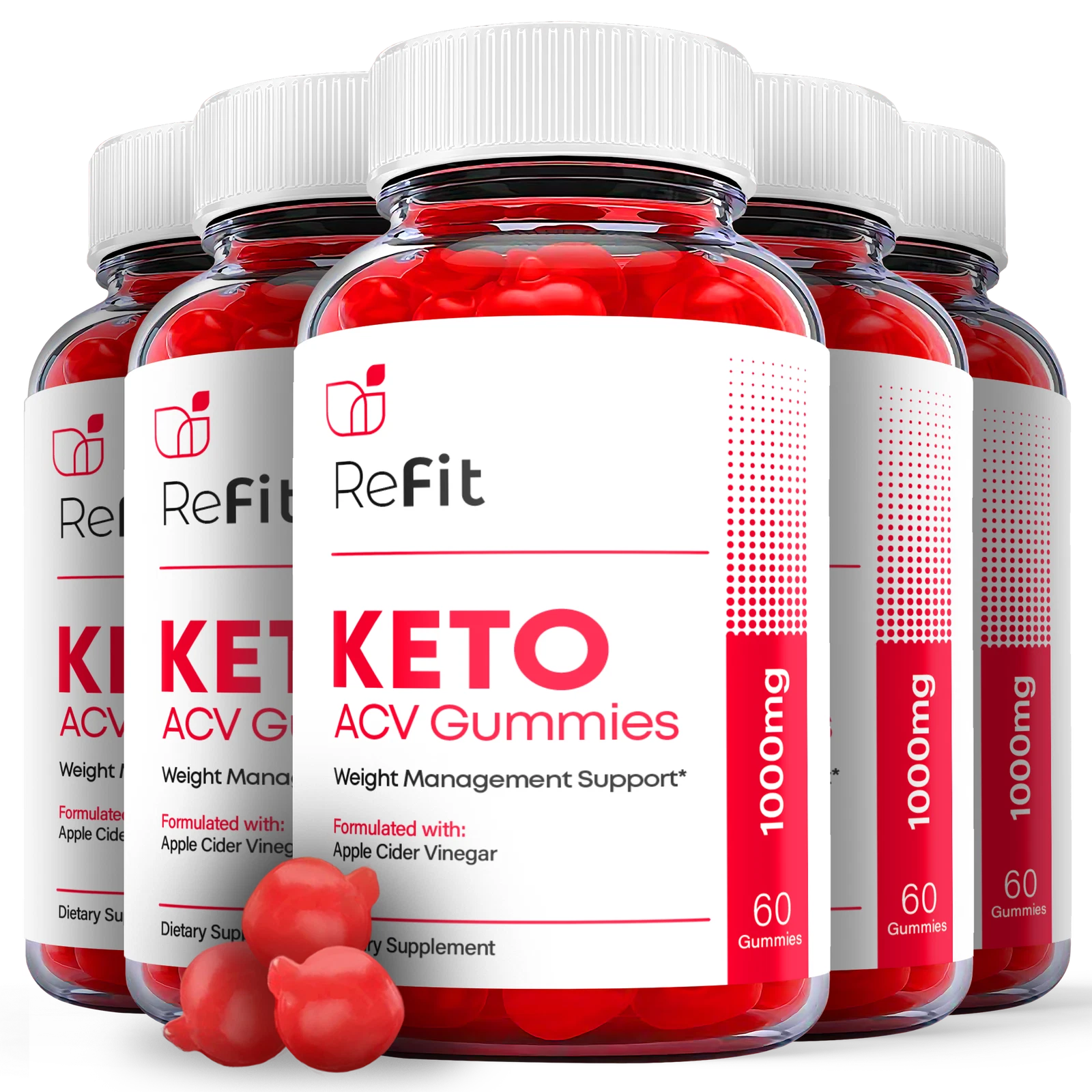 (5 Pack) Refit Keto Gummies - Refit ACV Keto Gummies Weight Loss, Vegan-300 Gums