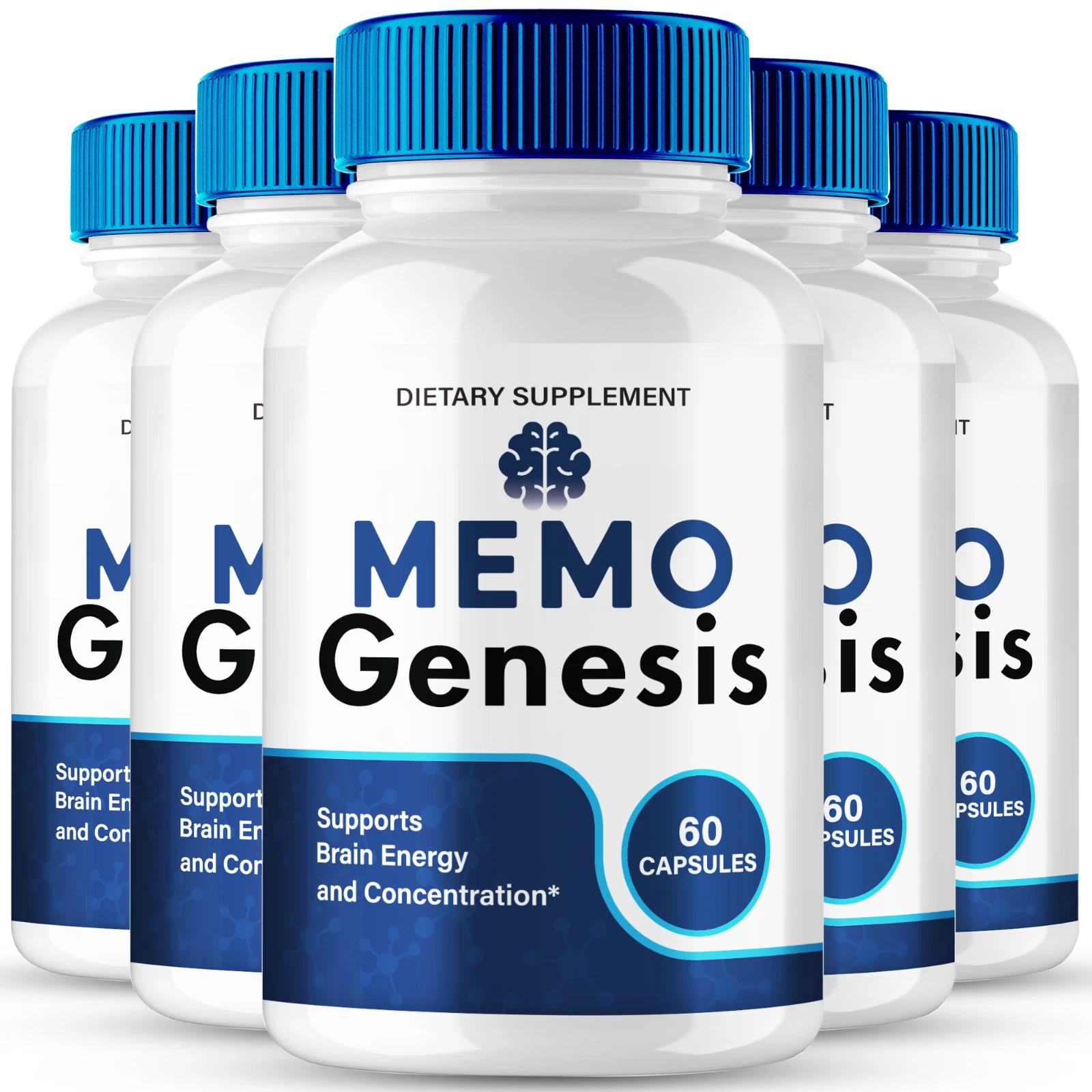 (5 Pack) MemoGenesis Capsules, Memo Genesis Brain Health Support Formula Pills