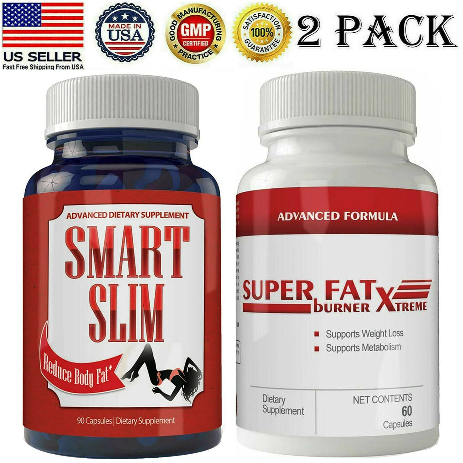 Smart Slim & Super Fat Burner Weight Management Supports Metabolism Supplements