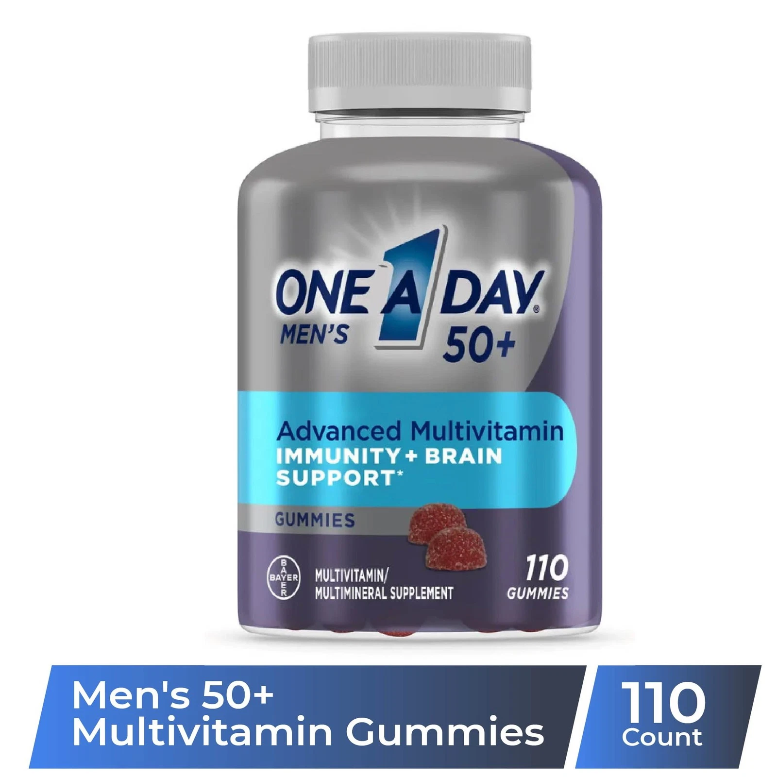 One a Day Mens 50 Advanced Multivitamin Brain Support 110 Gummies 2pk Exp 11/21