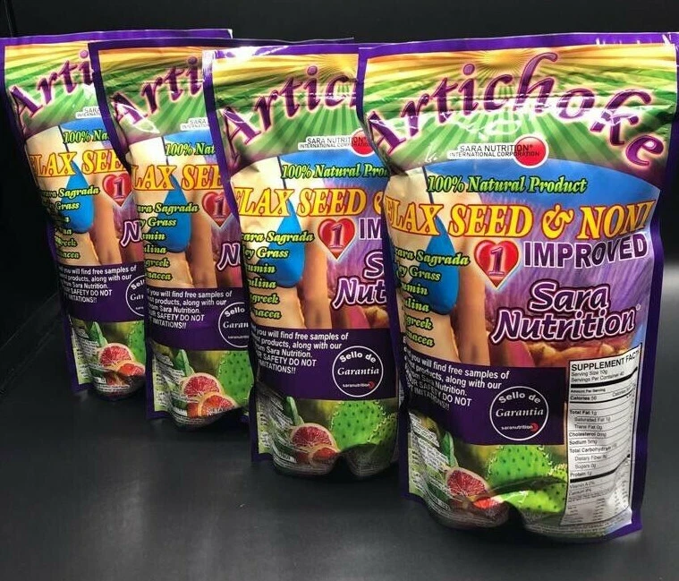 4 Pack New Alcachofa Linaza Noni Flax Seed Noni Sara Nutrition Colon Cleanse