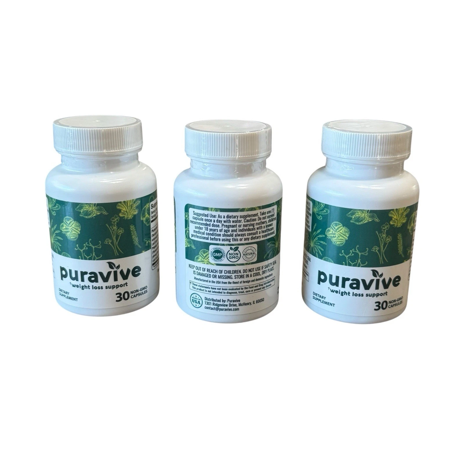 Puravive Weight Loss Supplement 30 Capsules Set Of 3 NEW SEALED EXPIRES 02/2026