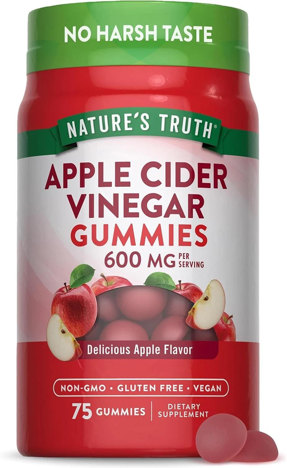 Apple Cider Vinegar Gummies | 600 mg | 75 Gummies | Apple Flavor