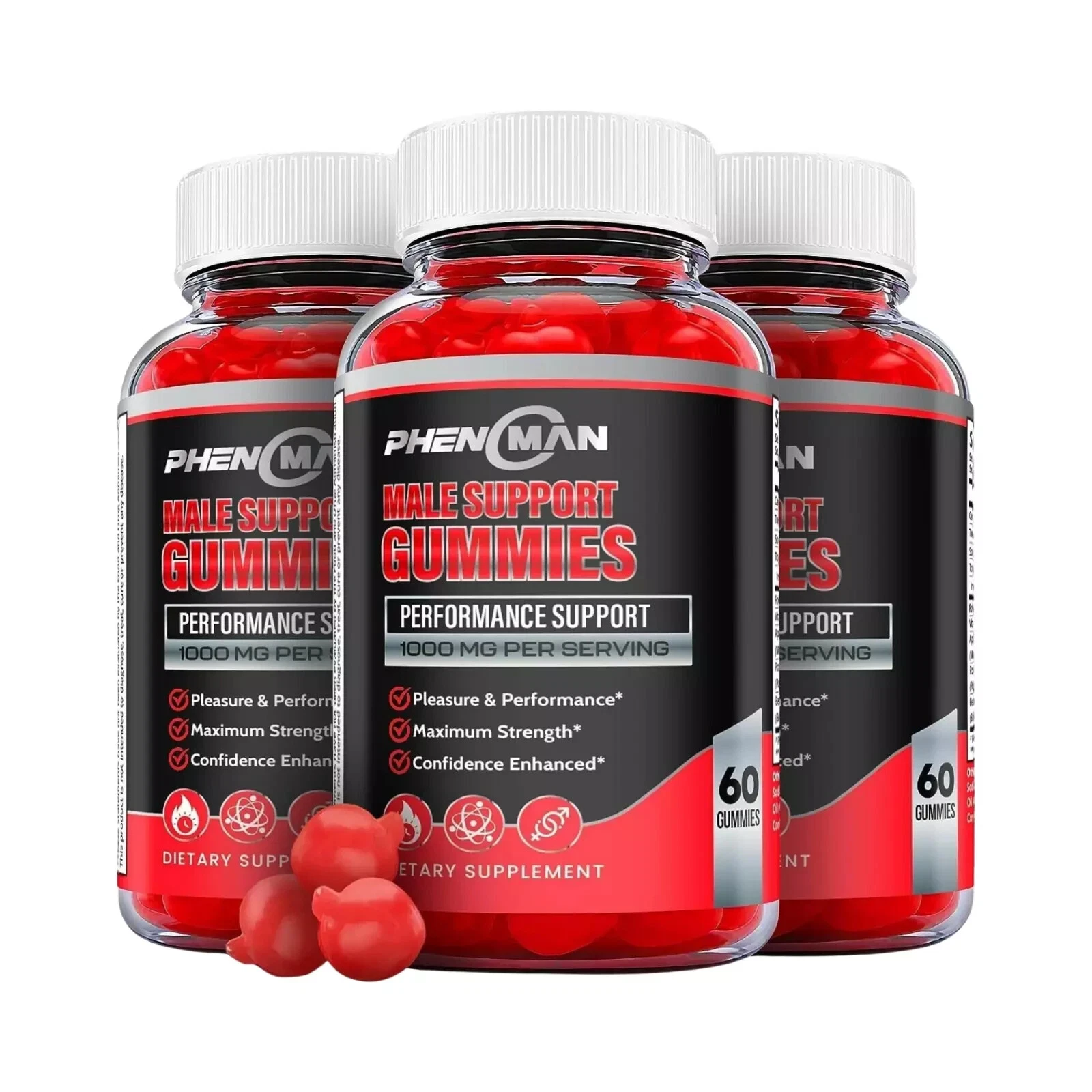 [146697135664] 3-Pack Phenoman Male Gummies - Phenoman Male Enhancement Support (180 Gummies)