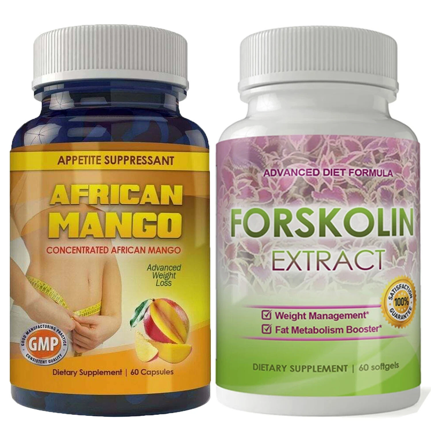 Forskolin Extract & African Mango Weight Loss Fat Burner Dietary Capsules Combo
