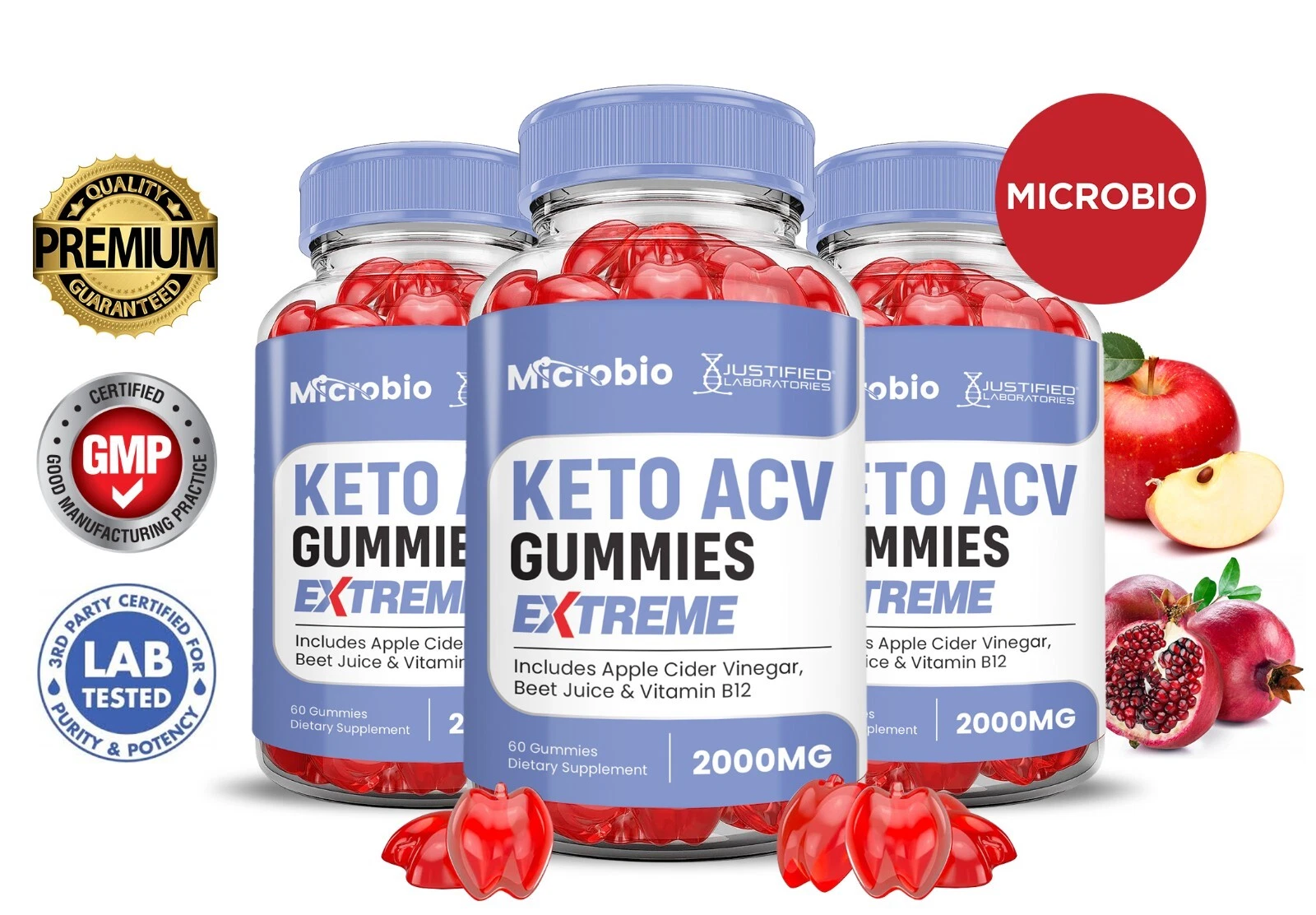 Microbio Keto Extreme ACV Gummies 2000MG Apple Cider Vinegar 180 Gummys