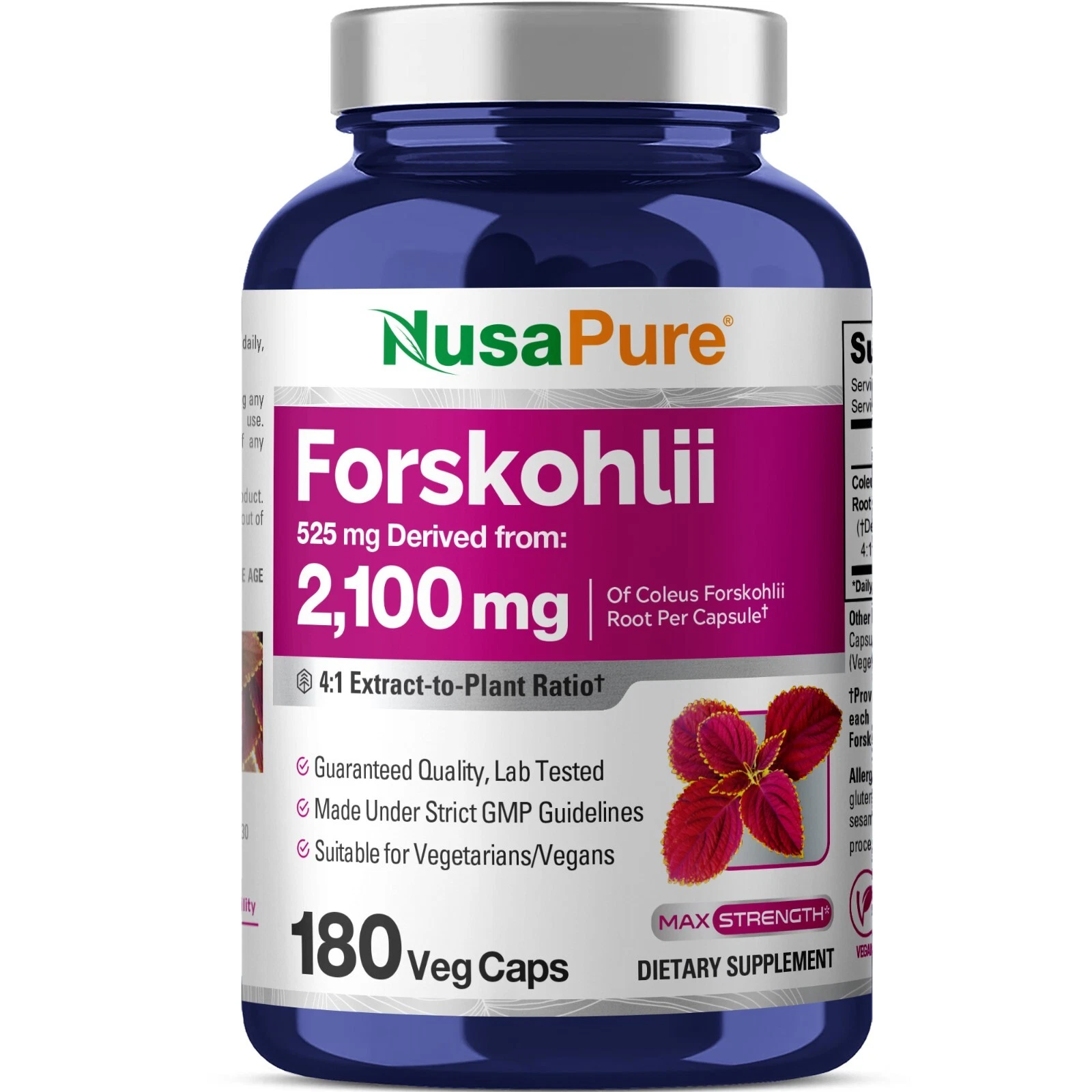 [273237051264] NusaPure Forskohlii 4:1 Extract, 525 mg Equivalent to 21,00 mgper Veggie Caps
