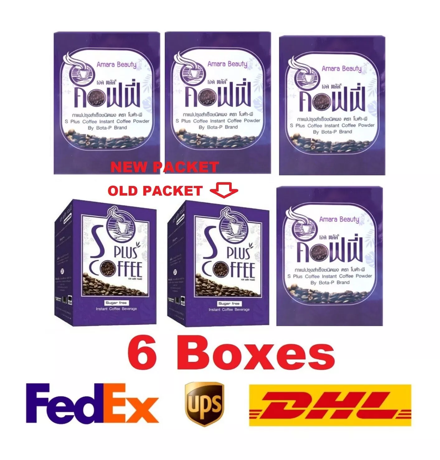 6x Bota-P S Plus Instant Coffee Less caffeine Diet Weight Loss Burning Slimming