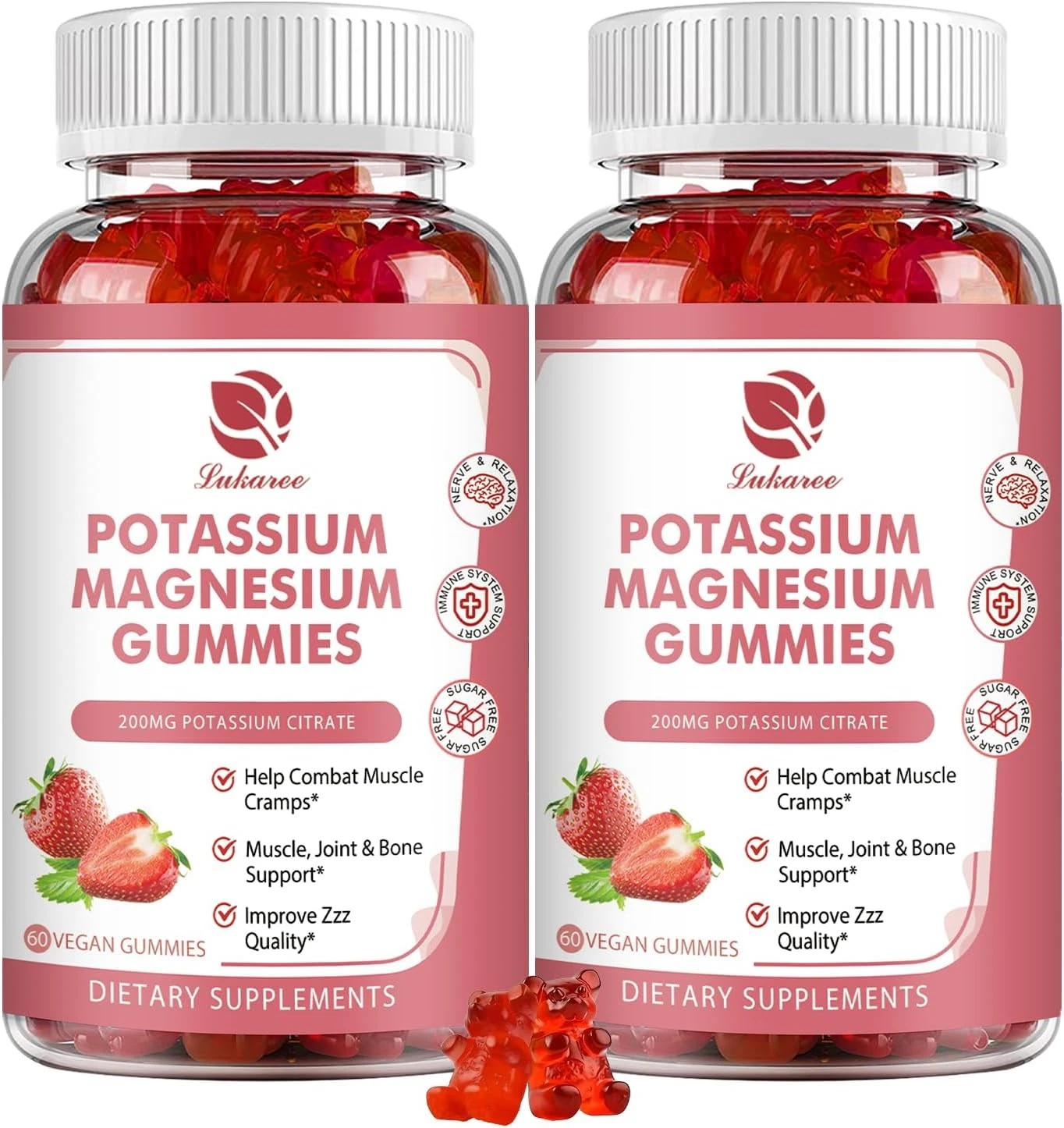 Magnesium Potassium Supplement Gummies - New Formula Calm Magnesium Glycinate