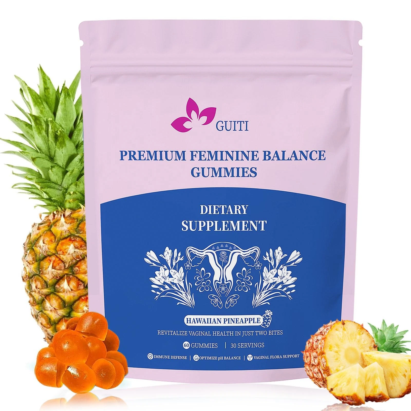 GUITI Premium Feminine Balance Gummies for Women, Pineapple Gummies for Women PH