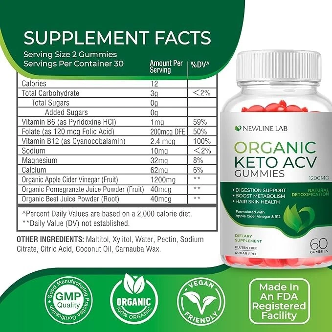 3 pack 180 QTY Keto ACV Gummies 1200MG Advanced Apple Cider Vinegar Gummys -AA
