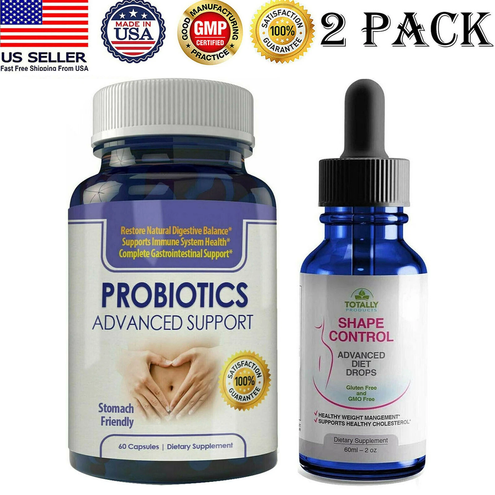 Probiotics Digestive Health Immune Supplements & Shape Control Weight Loss Drops