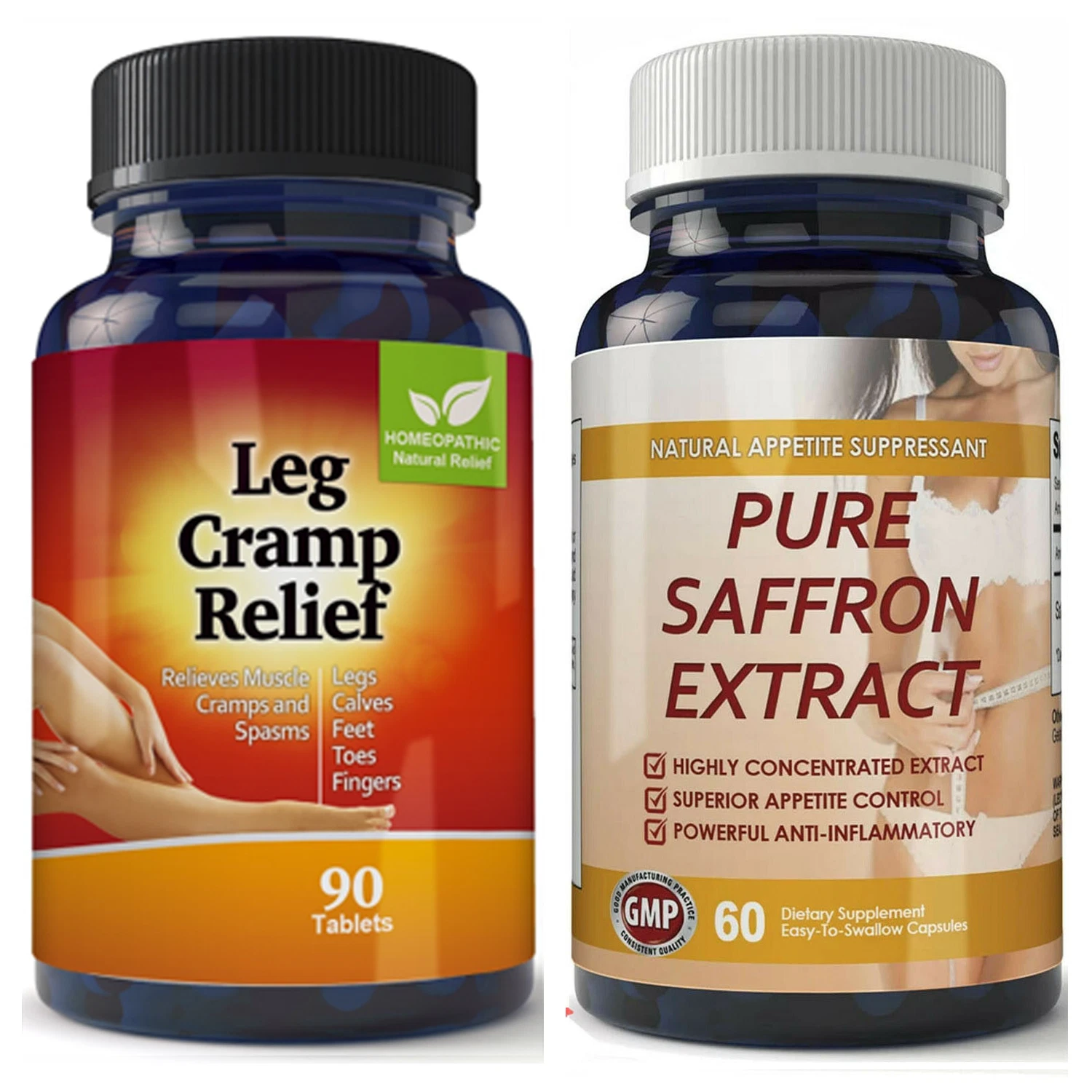 Leg Cramp Muscle Spasms Relief & Pure Saffron Extract Weight Loss Supplements