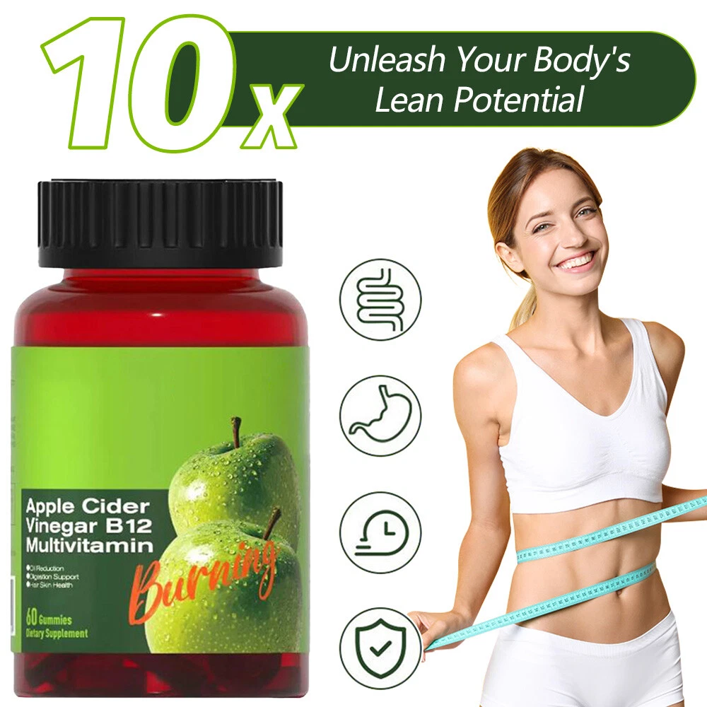 8X Apple Cider Vinegar Gummies Pure Natural Rich in Vitamins Keep Health 60 caps