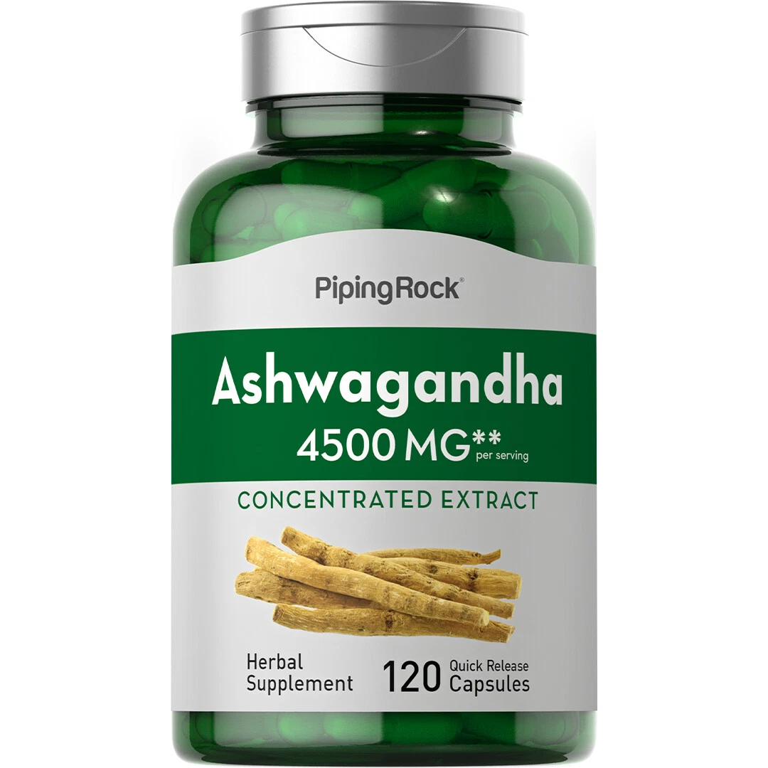 Ashwagandha Capsules 4500mg | 120 Count | With Black Pepper | by Piping Rock