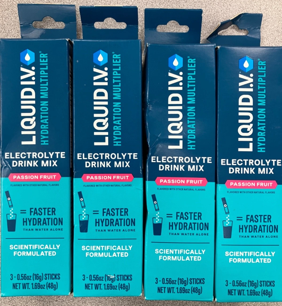 4 Pack Liquid I.V. Hydration Multiplier Drink - Passion Fruit EXP 2026 [D3]