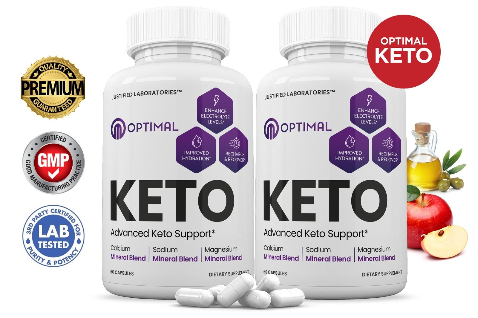 Optimal Keto ACV Pills 1275MG New Improved Formula 2 Pack