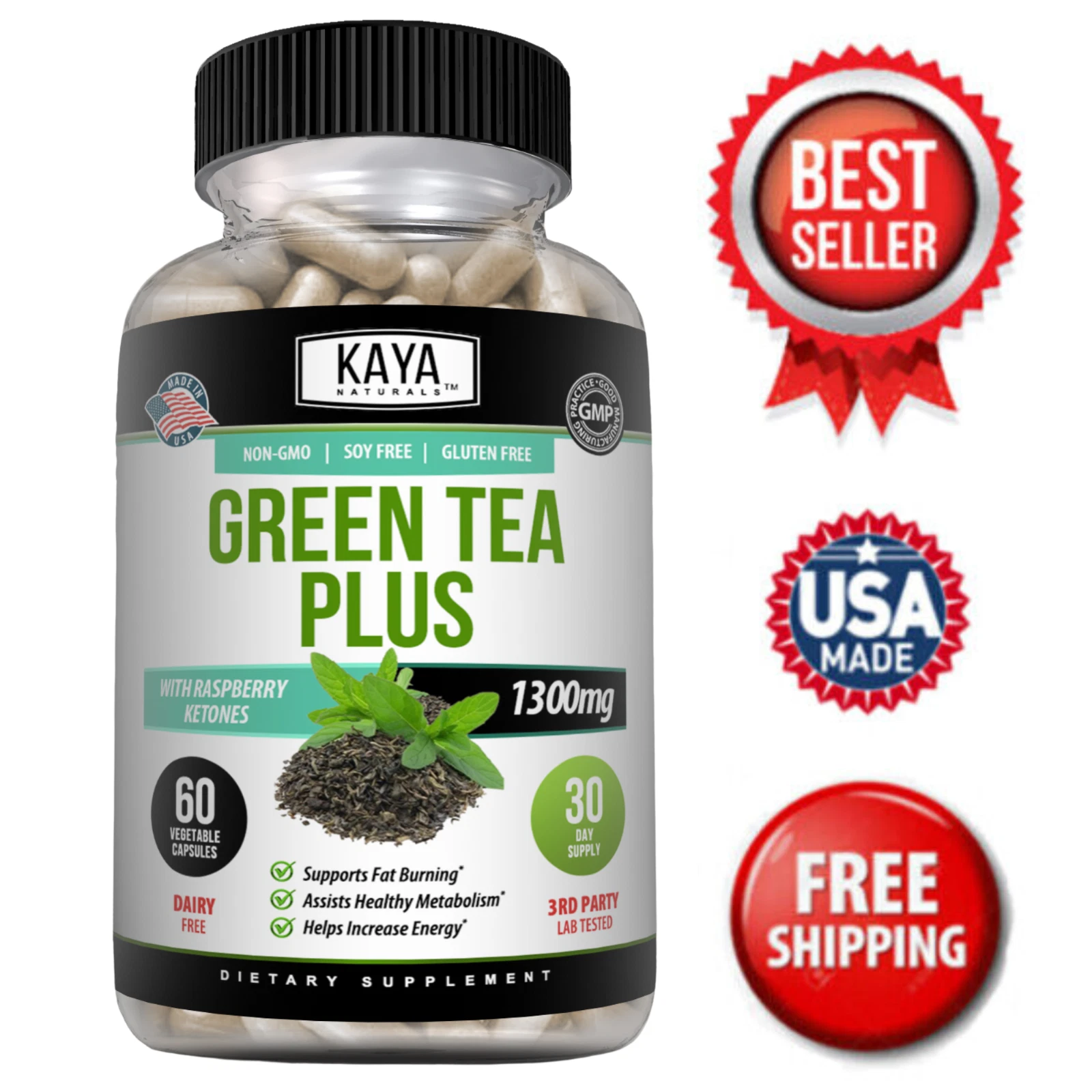 Green Tea Plus 1200mg 60ct Natural Weight Loss Supplement Increase Metabolism