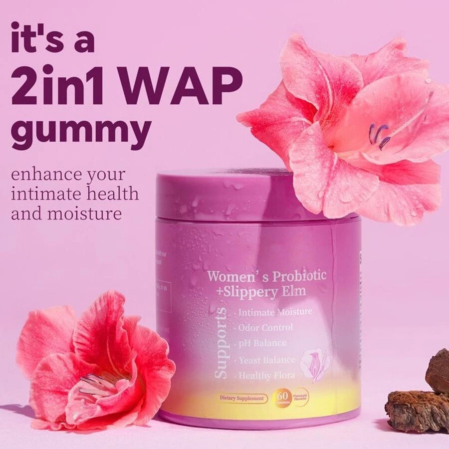 5PCS Women's Probiotic+Slippery Elm Juicy Feminine Probiotics Gummies for Women