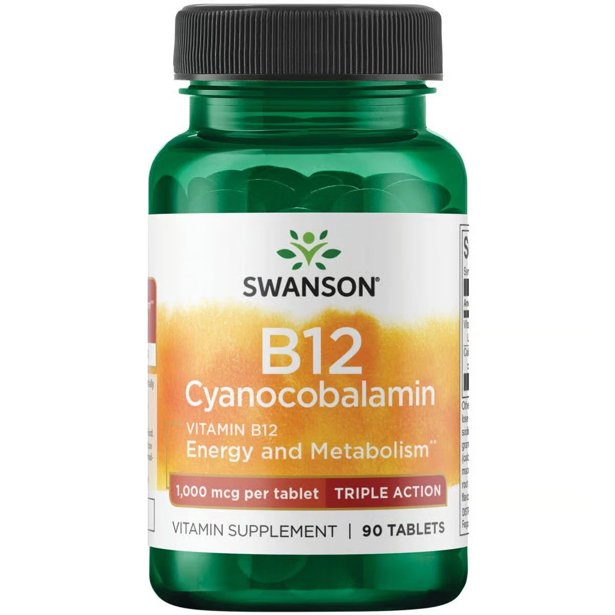 Swanson Vitamin B-12 Cyanocobalamin - Triple Action 1,000 Mcg 90 Tablets