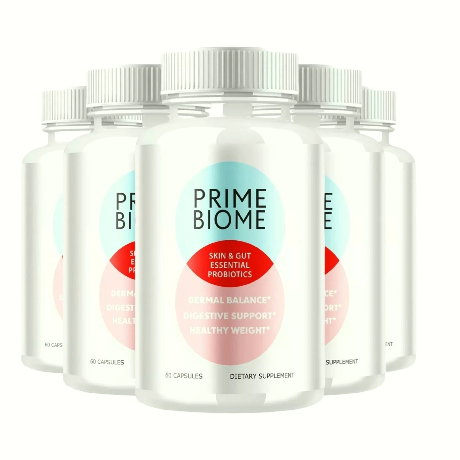 [126967450495] 5-Pack Prime Biome Capsules - PrimeBiome Gut & Skin Health Support -300 Capsules