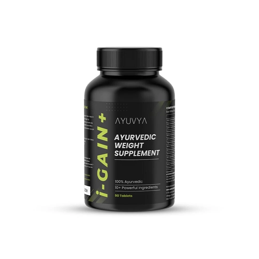 Ayuvya i-Gain+ 90 Tablets Ayurvedic Weight Gainer for Digestion, Pack of 1 .